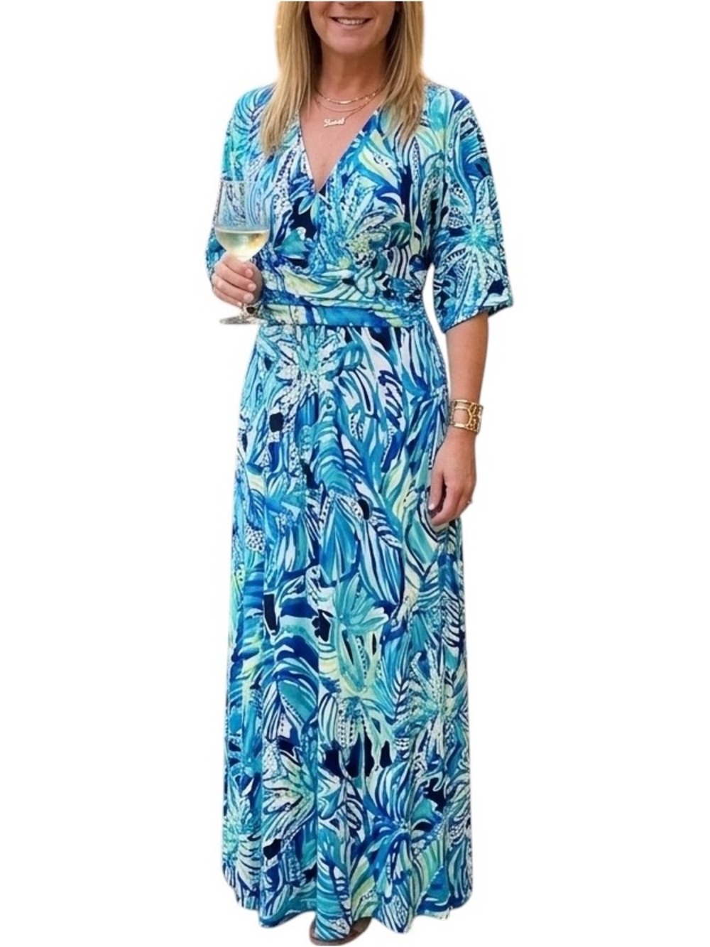 Lilly Pulitzer Parigi Maxi Dress Armadilly Dally Print Size L Petite length